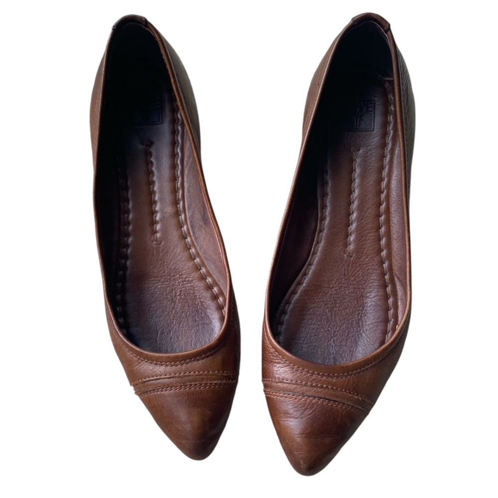 Frye Alicia brown leather pointed toe flats sz 7